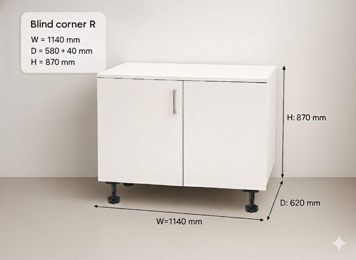 Blind corner R 1140 mm – Kitchen Ideal
