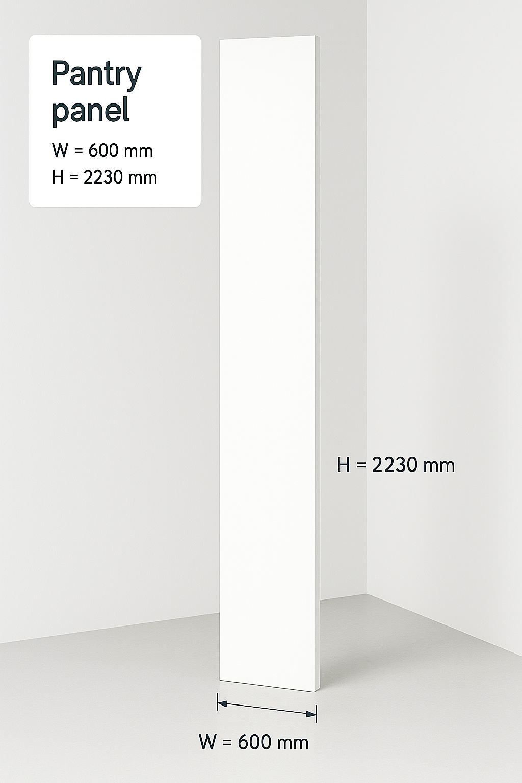 Pantry End Panel - 1 Long Edge Taped