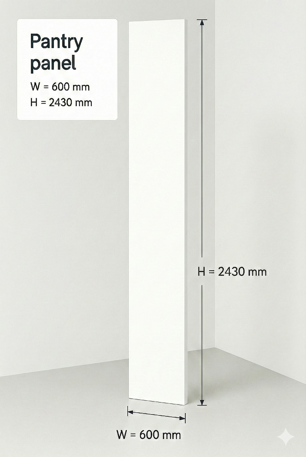 Pantry End Panel - 1 Long Edge Taped