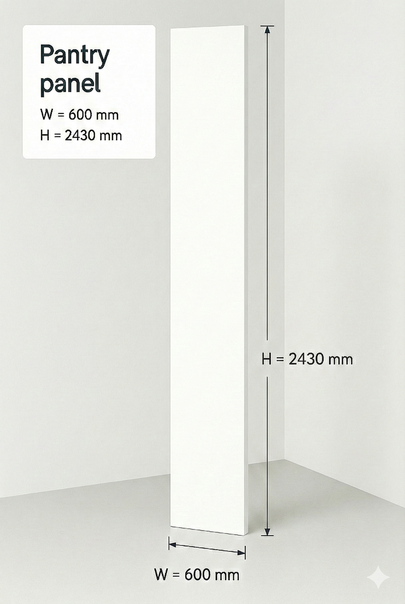 Pantry End Panel - 1 Long Edge Taped