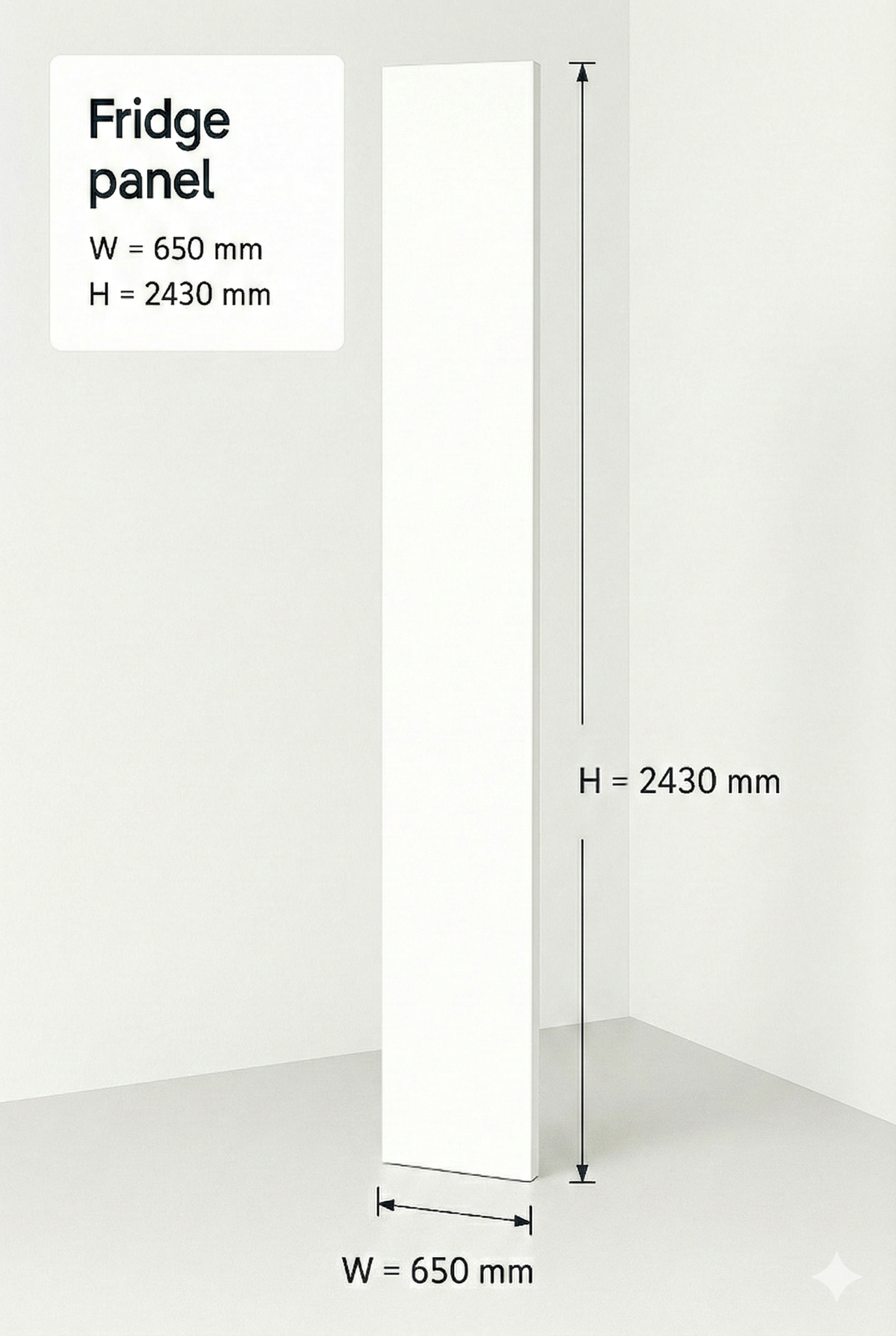 Fridge Side Panel - 1 Long Edge Taped
